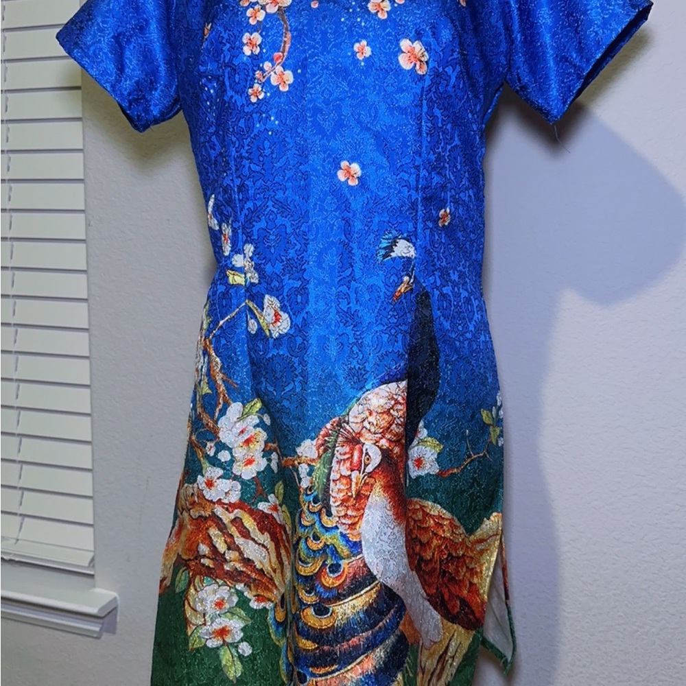 Elegant Blue Kids Dress with Floral Design